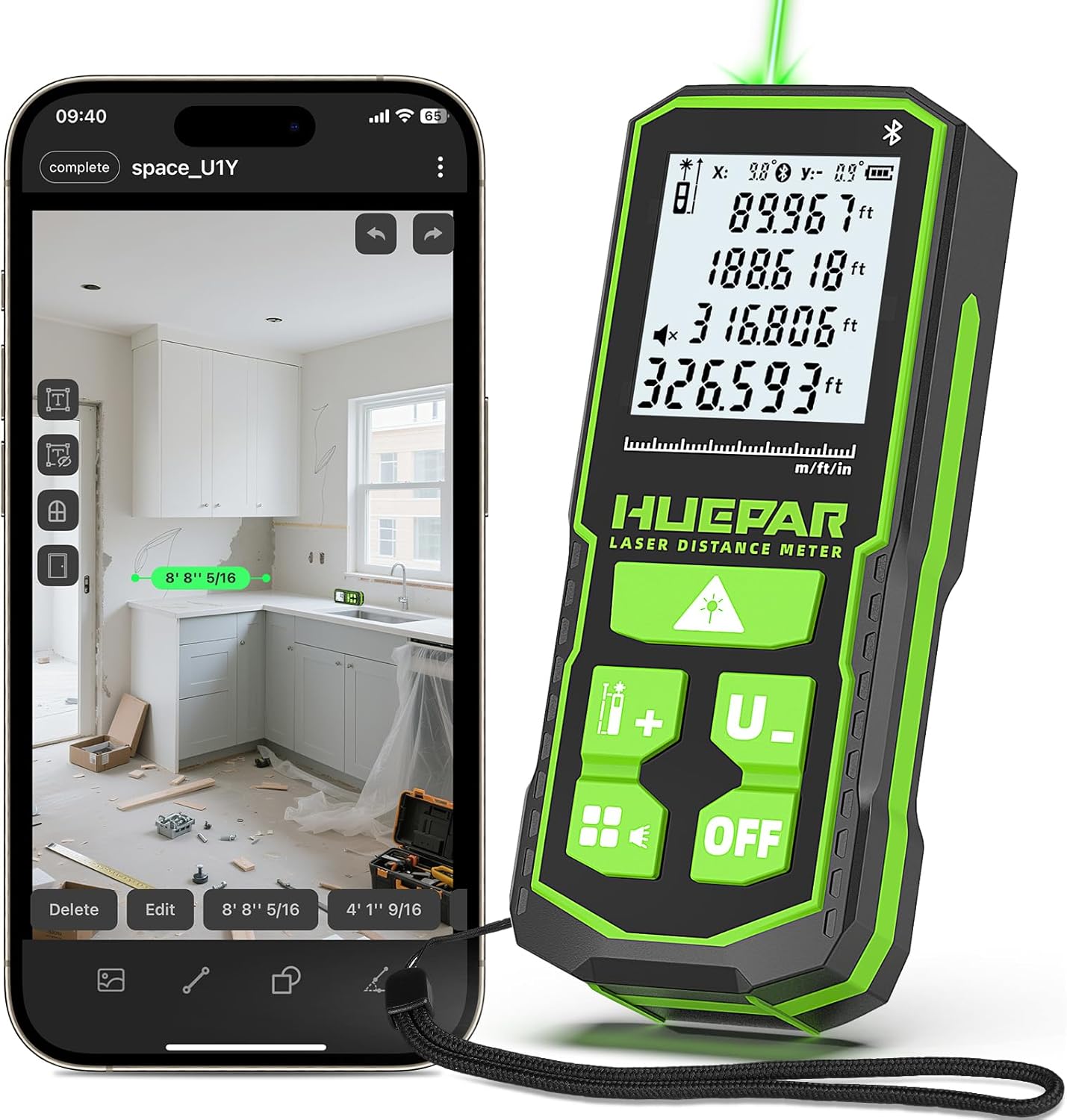 Telemetru Huepar S120G-BT